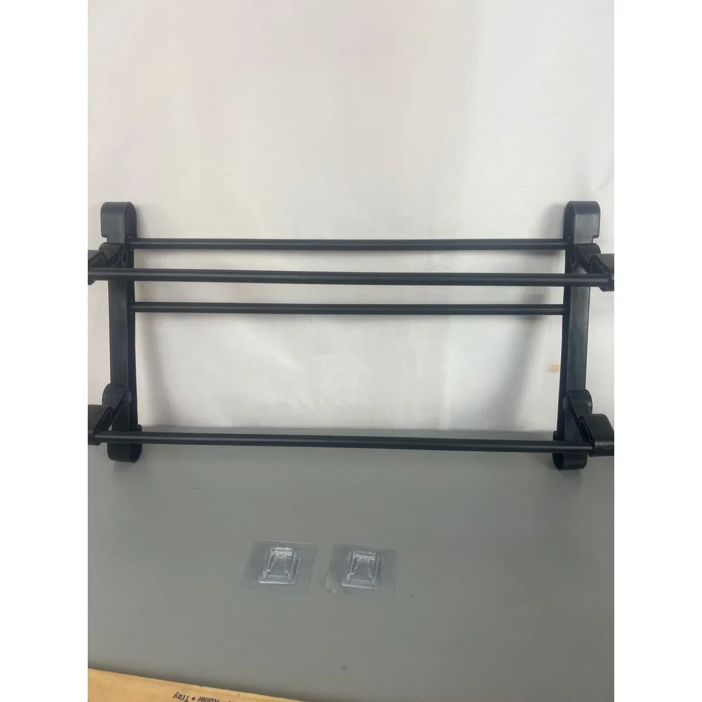 Black Wall Mounted Folding Towel Rack 3 Tier Adhesive Bathroom Storage Organizer